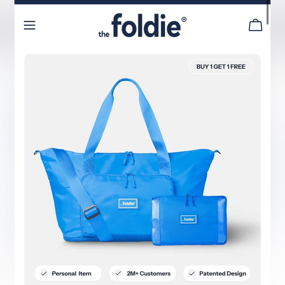 The Foldie Bag in Azure Blue NWOT